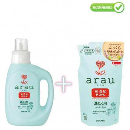 Arau Washing liquid for clothes with geranium scent 1200ml + refill 1000ml
