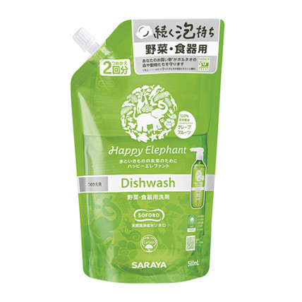 Saraya Happy Elephant Środek do mycia naczyń, warzyw i owoców, uzupełniacz 500ml