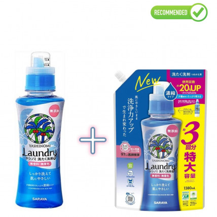 Saraya Yashinomi Płyn do prania 520ml + uzupełniacz 1380ml
