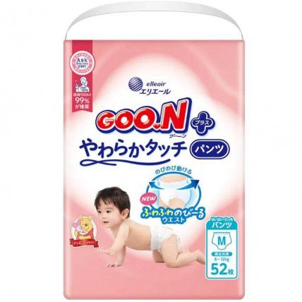 Goo.N Plus Подгузники-трусики для чувствительной кожи PM 6-12кг 52шт Goo.N Plus Подгузники-трусики для чувствительной кожи PM 6-12кг 52шт