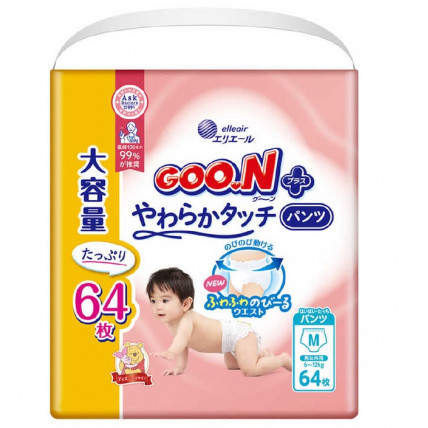 Goo.N Plus Підгузки-трусики для чутливої шкіри PM 6-12кг 64шт Goo.N Plus Підгузки-трусики для чутливої шкіри PM 6-12кг 64шт