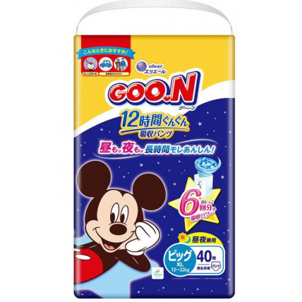 Goo.N Plus Disney Night diapers-panties PXL 12-22kg 40pcs Goo.N Plus Disney Night diapers-panties PXL 12-22kg 40pcs