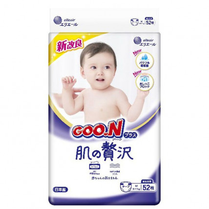 Goo.N Plus Skin Luxury Pieluchy dla wrażliwej skóry M 6–11kg 52szt Goo.N Plus Skin Luxury Pieluchy dla wrażliwej skóry M 6–11kg 52szt