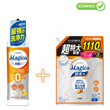 Lion Charmy Magica Koncentrat do mycia naczyń 220ml + wkład uzupełniający 1110ml