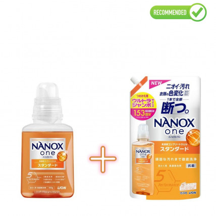 Lion Nanox One Żel do prania do trudnych zabrudzeń 380g + uzupełniacz 1530g