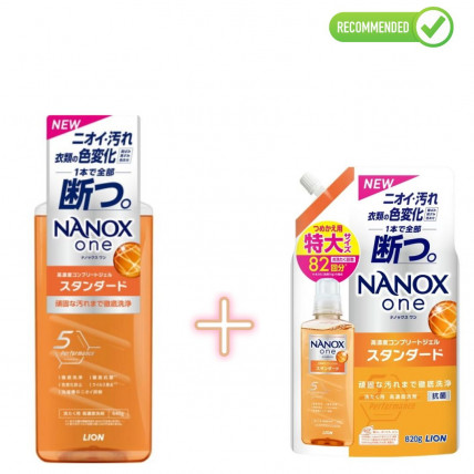 Lion Nanox One Żel do prania przeciw uporczywym zabrudzeniom 640g + uzupełnienie 820g