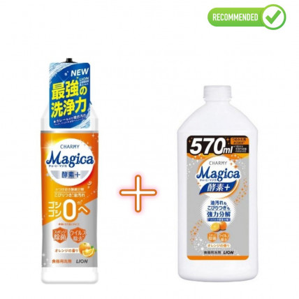 Lion Charmy Magica Koncentrat do mycia naczyń 220ml + wkład uzupełniający 570ml