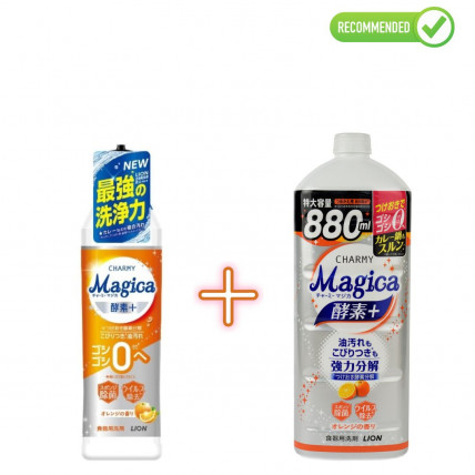 Lion Charmy Magica Koncentrat do mycia naczyń 220ml + wkład uzupełniający 880ml