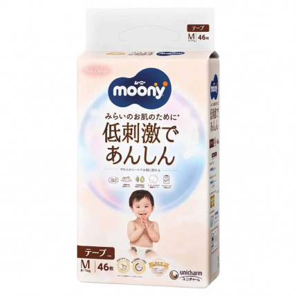 Japońskie pieluszki Moony Natural M 6-11kg 46szt Japońskie pieluszki Moony Natural M 6-11kg 46szt