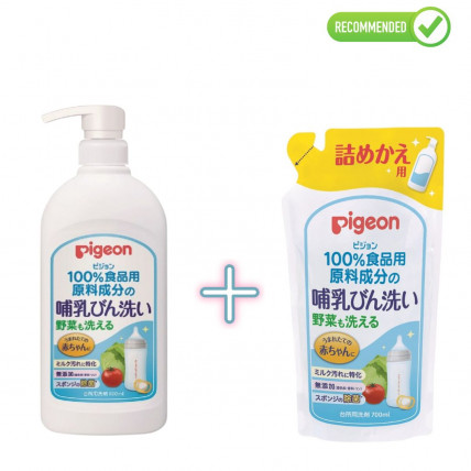 Pigeon Środek do mycia naczyń dziecięcych i warzyw z dozownikiem 800ml + uzupełnienie 700ml