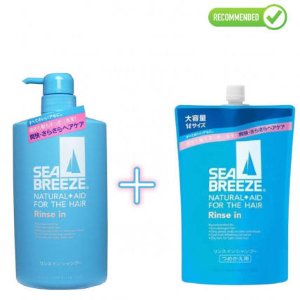 Shiseido Sea Breeze szampon i odżywka 2 w 1 przeciw łupieżowi z mentolem 600ml + wkład uzupełniający 1000ml