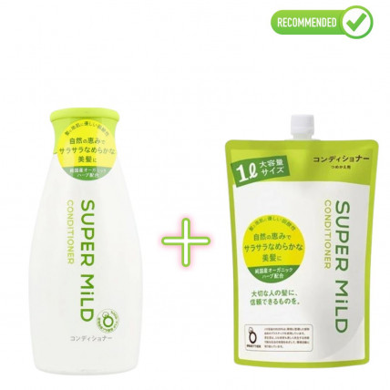 Shiseido Super Mild odżywka do włosów o zapachu ziół 220ml + wkład uzupełniający 1000ml