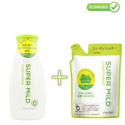 Shiseido Super Mild odżywka do włosów o zapachu ziół 220ml + wkład uzupełniający 400ml