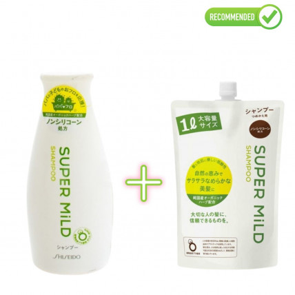 Shiseido Super Mild Szampon do włosów o zapachu ziół 220ml + uzupełniacz 1000ml