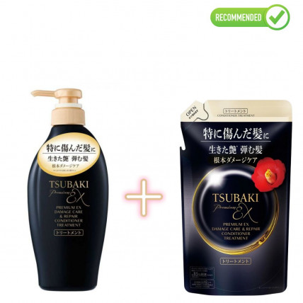 Shiseido Tsubaki Premium EX Odżywka-maska regenerująca do włosów zniszczonych 450ml + uzupełnienie 300ml