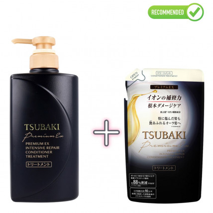 Shiseido Tsubaki Premium EX Odżywka-maska regenerująca do włosów zniszczonych 490ml + uzupełnienie 363ml