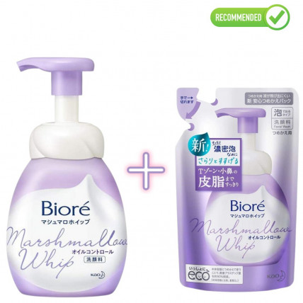 Biore Marshmallow pianka do głębokiego oczyszczania twarzy 150ml + uzupełniacz 130ml