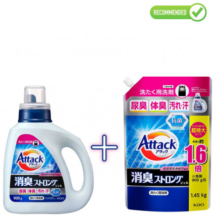 KAO Attack Żel do prania 900 g + uzupełnienie 1450 g