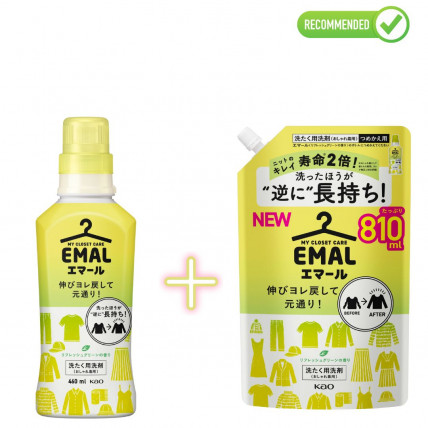 Kao Emal Płyn do prania 460 ml + uzupełnienie 810 ml