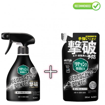 KAO RESESH EX Plus Deodorant-neutralizer of unpleasant odors for sports and work clothes 360ml + refill 310ml KAO RESESH EX Plus Deodorant-neutralizer of unpleasant odors for sports and work clothes 360ml + refill 310ml