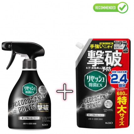 KAO RESESH EX Plus Deodorant-neutralizer of unpleasant odors for sports and work clothes 360ml + refill 680ml KAO RESESH EX Plus Deodorant-neutralizer of unpleasant odors for sports and work clothes 360ml + refill 680ml