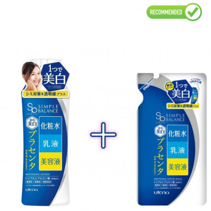 Utena Simple Balance Rozjaśniający lotion do twarzy z kwasem hialuronowym 220ml + uzupełnienie 200ml