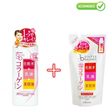 Utena Simple Balance Mleczko-lotion do twarzy z kolagenem 220ml + uzupełnienie 200ml