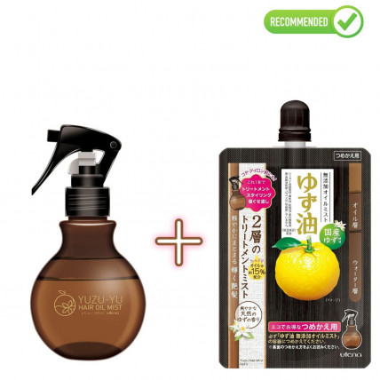 Utena Yuzu-yu Spray na bazie olejków cytrusowych do nawilżania i odżywiania włosów 180ml + wkład 160ml